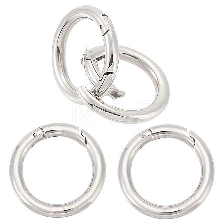4Pcs 304 Stainless Steel Spring Gate Rings STAS-UN0045-72-1