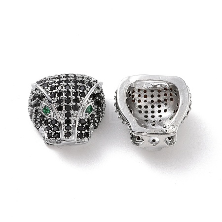 Brass Micro Pave Cubic Zirconia Beads KK-G444-01P-1
