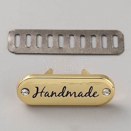 Alloy Crystal Rhinestone Handmade Label Tags FIND-WH0173-534B-G-1