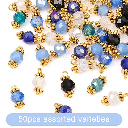 50Pcs Alloy & Glass Pendants PALLOY-YW00191-01-1
