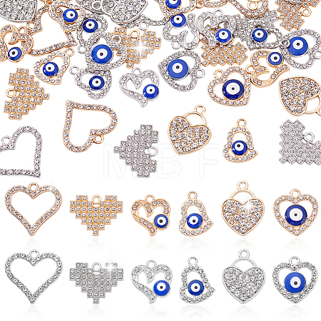 48Pcs 12 Styles Alloy Rhinestone Pendants FIND-GA0007-12-1