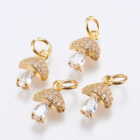 Brass Micro Pave Cubic Zirconia Charms RB-I077-25G-RS-1
