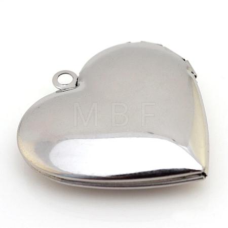Tarnish Resistant 316 Stainless Steel Photo Locket Pendants STAS-S046-09-1