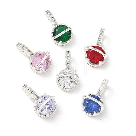 Brass Micro Pave Cubic Zirconia Pendants KK-Z139-04S-1