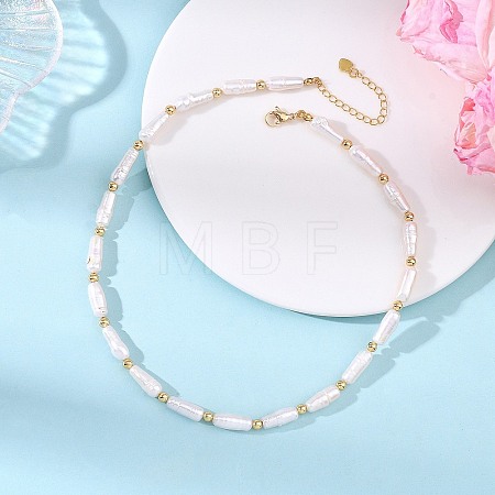 Natural Baroque Keshi Pearl Column Beaded Necklaces for Women NJEW-JN06235-1