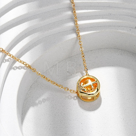 Brass Pave Cubic Zirconia Birth Stone Constellation Pendant Cable Chain Necklaces LS-NJEW-D334-01G-04-1