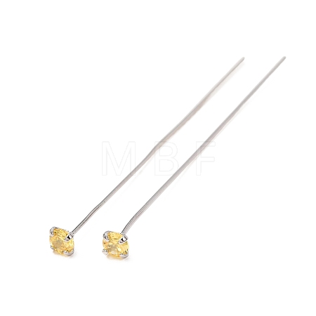 Brass Micro Pave Cubic Zirconia Stud Earring Findings CU-CBA4618-01P-04-1