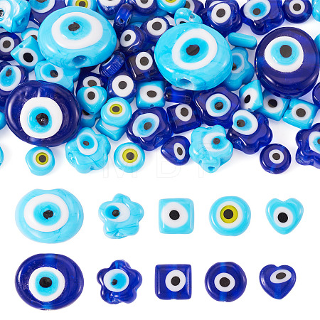 68Pcs 10 Styles Handmade Evil Eye Lampwork Beads LAMP-TA0002-71-1