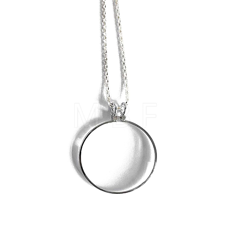 Flat Round Acrylic Magnifying Pendant Necklace TOOL-PW0002-04S-1-1