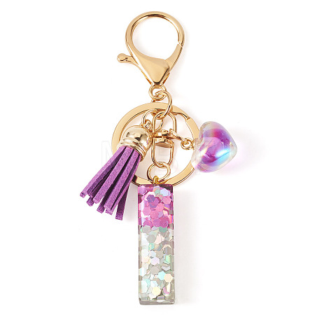 Alloy Resin Heart Keychains KEYC-TADJ0002-01G-I-1