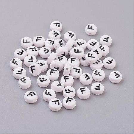 Acrylic Horizontal Hole Letter Beads X-PL37C9070-F-1