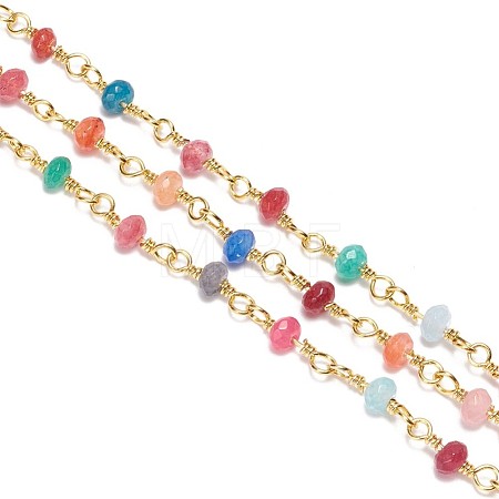3.28 Feet Handmade Natural Dyed Jade Beaded Chains X-CHC-F007-08-1