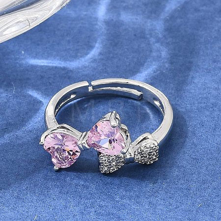 Brass Micro Pave Clear Cubic Zirconia Cuff Open Rings CU-CBA5C10-15P-1