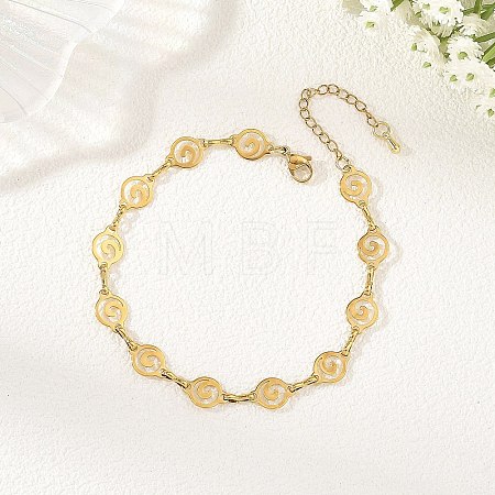 304 Stainless Steel Hollow Spiral Link Chain Anklets AJEW-AN00848-01-1