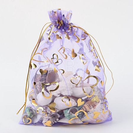 Heart Printed Organza Bags OP-R022-13x18-05-1
