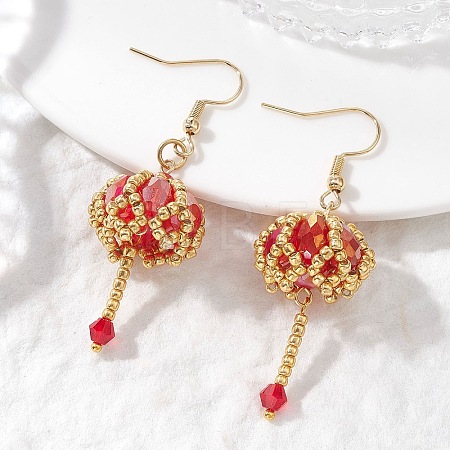 Transparent Electroplate Glass & Seed Glass Beads Dangle Earrings EJEW-MZ00714-02-1
