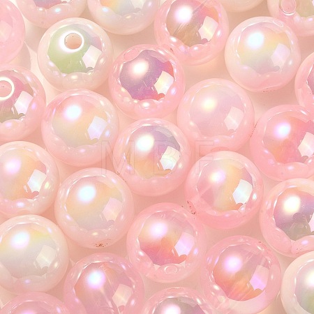 UV Plating Rainbow Iridescent Acrylic Beads OACR-F004-04H-1