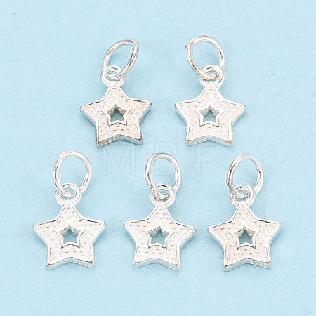 Textured 925 Sterling Silver Star Charms STER-T009-12S-1