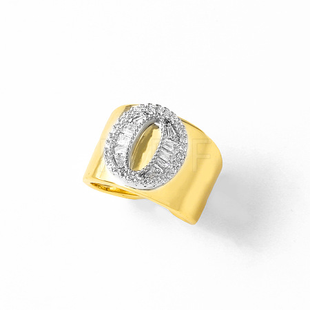 Brass Micro Pave Clear Cubic Zirconia Cuff Open Rings FS-WGA5D1D-15-1
