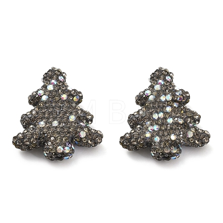 Christmas Tree Polymer Clay Rhinestone Beads CLAY-NH0001-14G-1