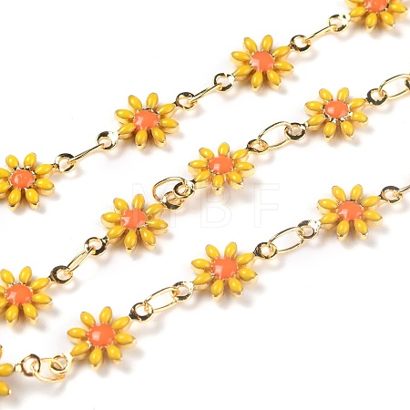 Handmade Brass Enamel Link Chains CHC-I035-13G-05-1