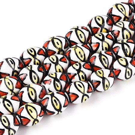 Handmade Porcelain Ceramic Beads Strands PORC-T135-07E-1