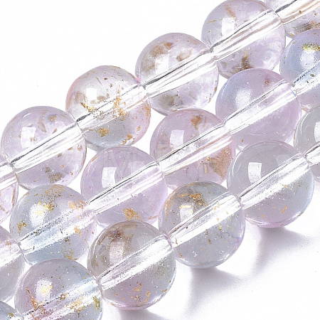 Transparent Spray Painted Glass Bead Strands GLAA-N035-03D-B07-1