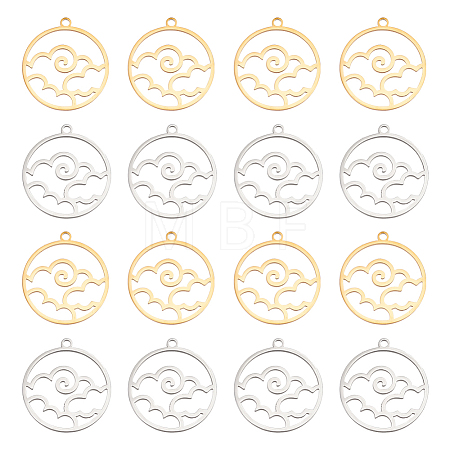 16Pcs 2 Colors 304 Stainless Steel Pendants STAS-UN0044-37-1