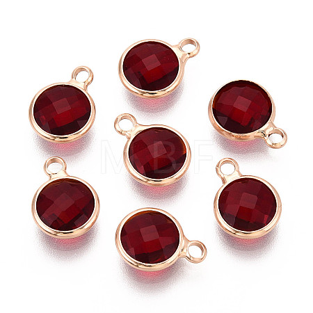 Golden Tone Brass Glass Charms GLAA-ZX008-24H-G-1