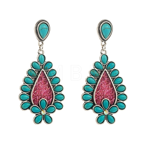 Synthetic Turquoise Stud Earrings PW-WG6A2DF-03-1