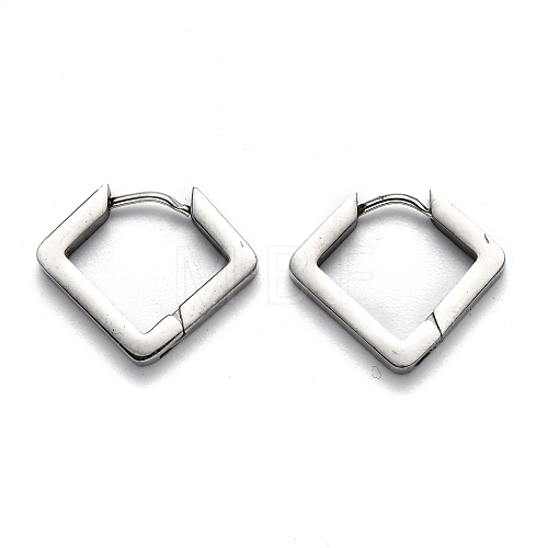 304 Stainless Steel Rhombus Huggie Hoop Earrings STAS-H156-08P-1