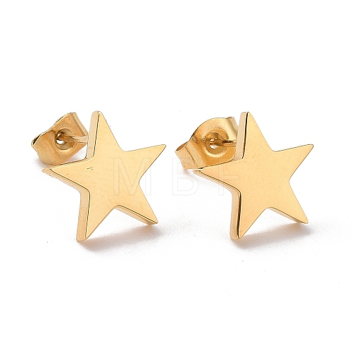 Ion Plating(IP) 304 Stainless Steel Star Stud Earrings for Women STAS-I693-01G-1