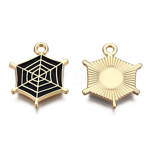 Light Gold Plated Alloy Pendants X-ENAM-T009-14A-1