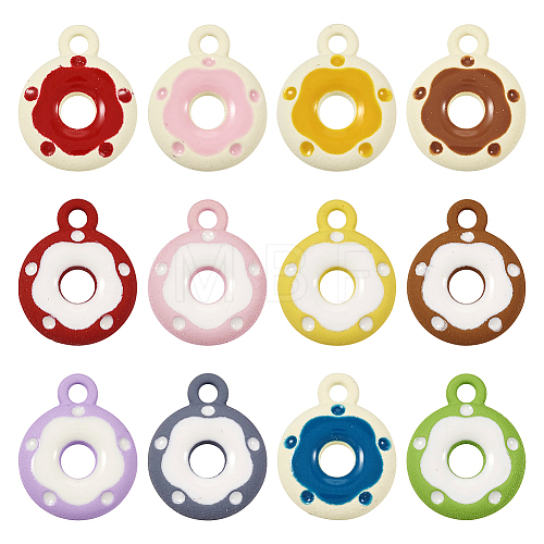 24Pcs 12 Colors Frosted Painted Colored Alloy Pendants FIND-TA0003-24-1