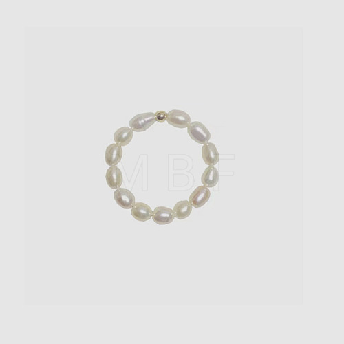 Natural Freshwater Pearl Beaded Stretch Rings WG03D15-01-1