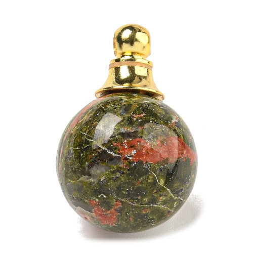 Natural Unakite Perfume Bottle Pendants G-K338-22G-11-1