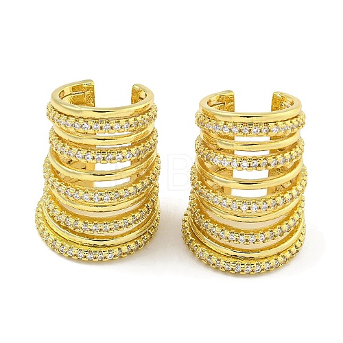 Brass Micro Pave Cubic Zirconia Cuff Earrings EJEW-C104-040G-1