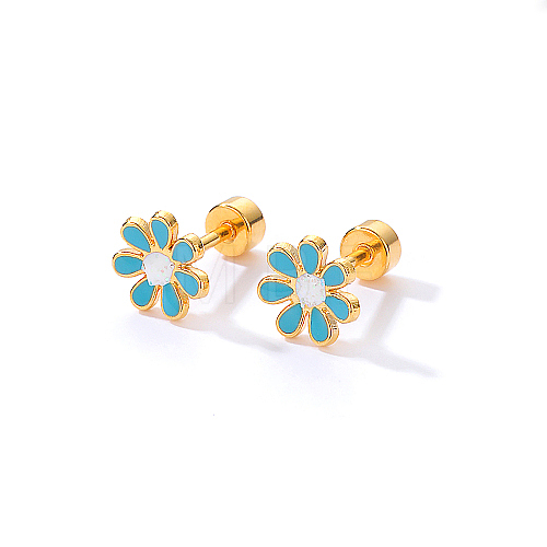 Real 18K Gold Plated Stainless Steel Stud Earrings for Women TL9676-5-1