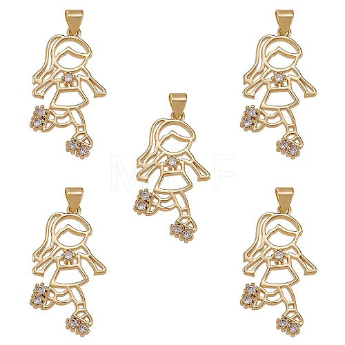 5Pcs Rack Plating Brass Micro Pave Cubic Zirconia Pendants ZIRC-SZ0003-75-1