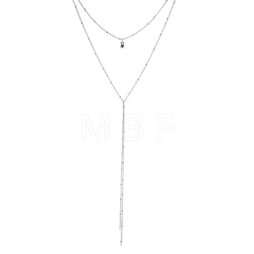 Fashionable Y-Set Double-layer Necklace - Simple and Elegant Beaded Tassel Sweater Chain for Women. ST2475520-1