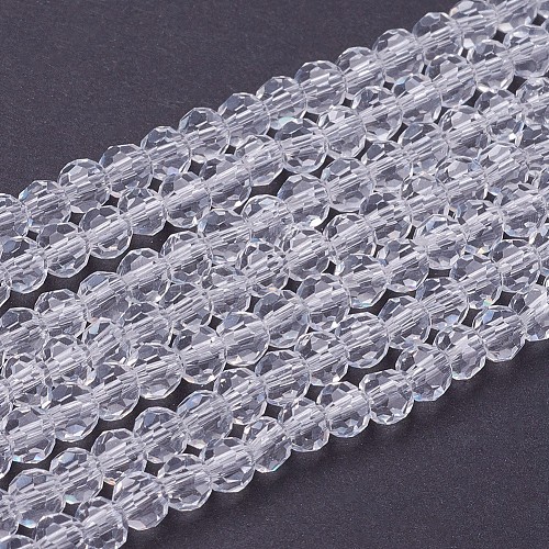 Faceted(32 Facets) Round Glass Beads Strands X-EGLA-J042-4mm-12-1