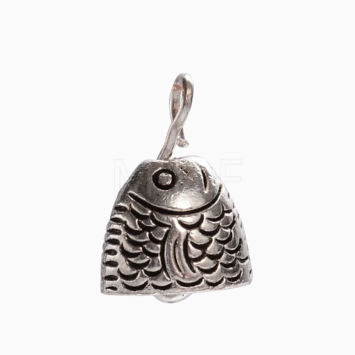 Tibetan Style Zinc Alloy Fish Head Bell Charms X-PALLOY-ZN63926-AS-1