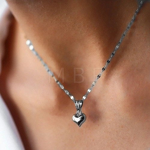 Alloy Heart Pendant Dapped Chain Necklaces for Women WG28BBE-12-1