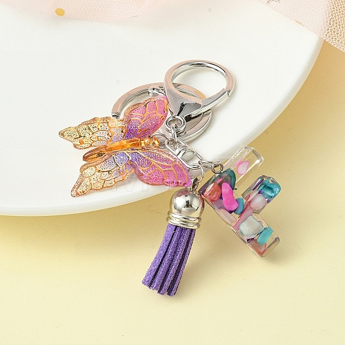 Resin Letter & Acrylic Butterfly Charms Keychain KEYC-YW00001-06-1