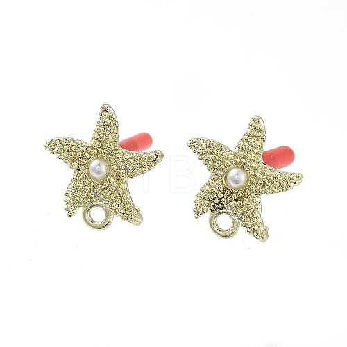 Rack Plating Golden Alloy with ABS Pearl Stud Earring Findings EJEW-B036-03G-08-1