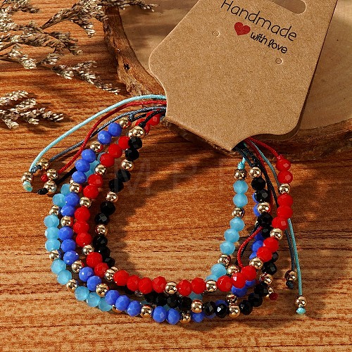 Handmade Summer Vacation Style Synthetic Quartz Braided Beaded Bracelet Sets for Women Girl LE3728-11-1