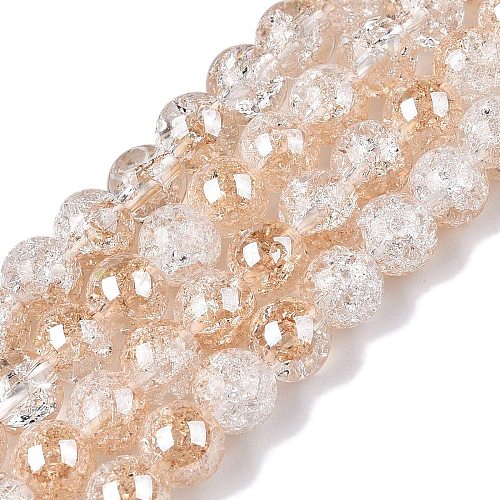 Electroplated Crackle Glass Beads Strands EGLA-N014-6mm-02-1