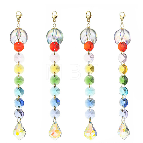 Glass Teardrop Pendant Decorations HJEW-JM01111-1