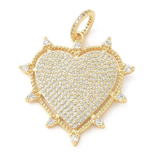 Brass Micro Pave Cubic Zirconia Pendants X-KK-U053-12G-1