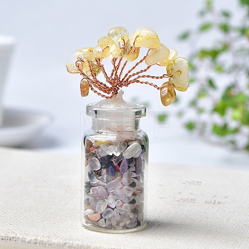 Natural Yellow Quartz Chips Tree Decorations PW-WG38529-02-1